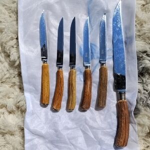 Othello Solingen Antler Handle Carving & Knife Set 6pc.Germany